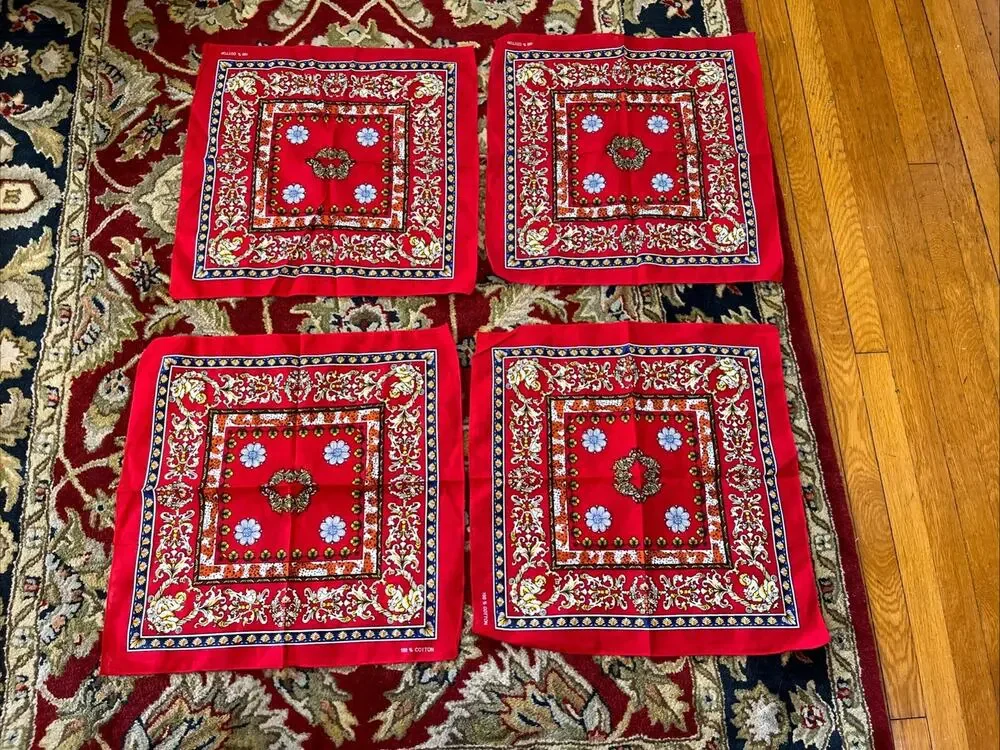 Red Bandana Bohemian Style 100% Cotton Neck Scarf Boho Block Print Lot 4